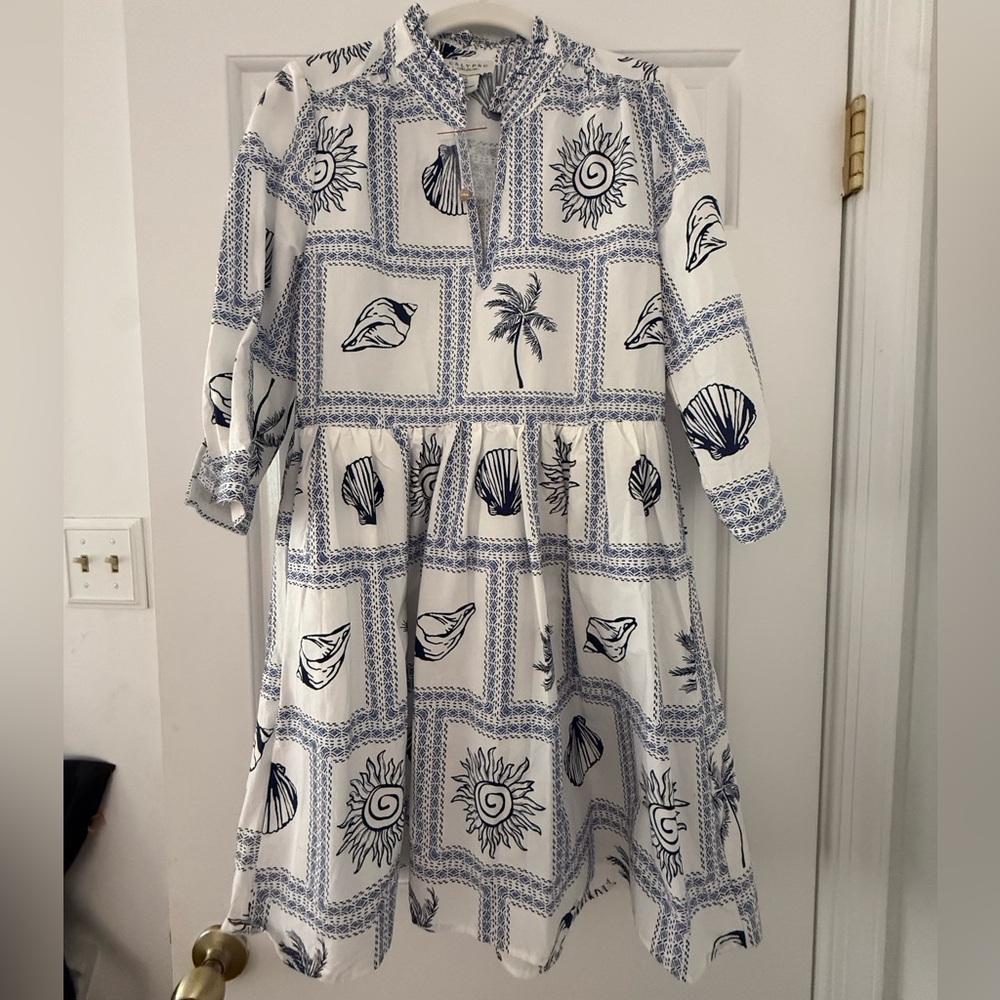 NWT Calypso Blue and White Nautical Patterned Dress - Size XS